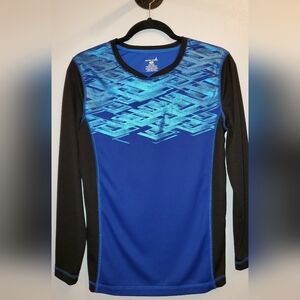 Exertek Boy's XL (18) Blue and Black Patterned Long Sleeve Tee